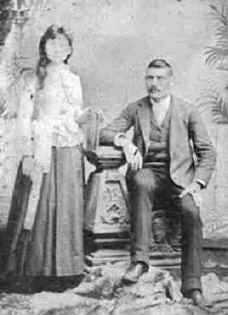 tintype of James O'Rouark and his bride Nellie O'Rouark taken around the time they were married in 1892.