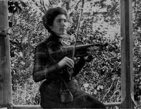 Eliza Jane Jessup playing the violin. Eliza was one of the Jessop girls.