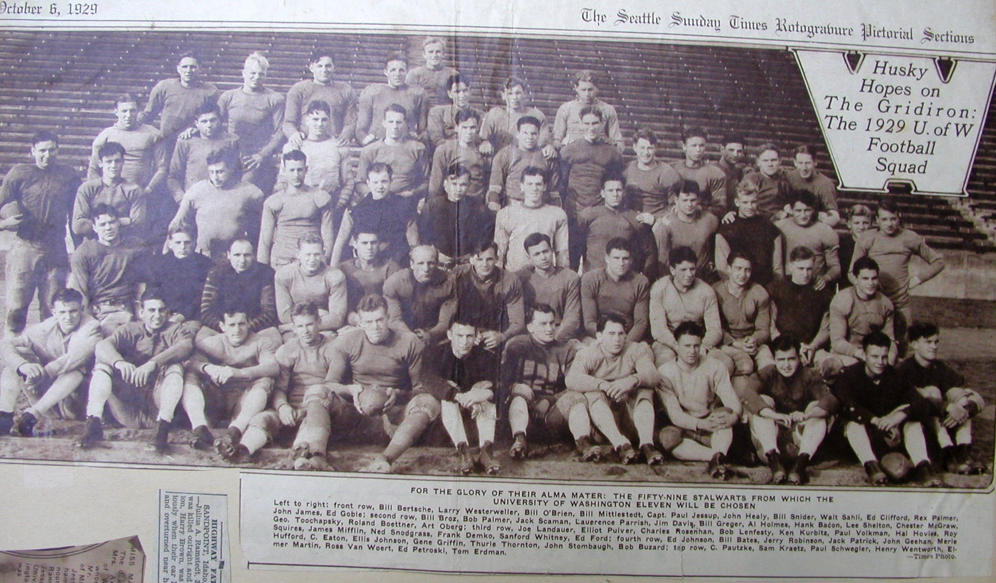 university of washington football team 1929