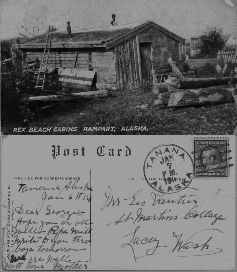 -From Ella Vautier in Tanana, Alaska to George J. Vautier at St. Martin's College. Mailed Jan 7, 1911