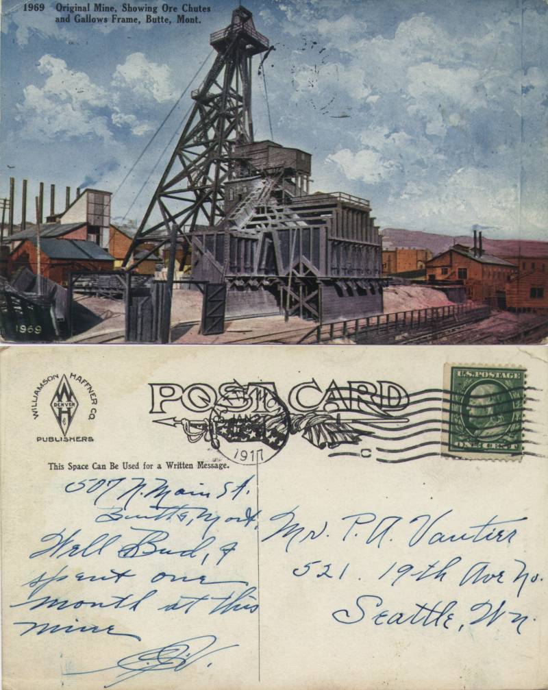From George J. Vautier in Montana to brother Percy in Seattle. Posted Jan 27, 1917.