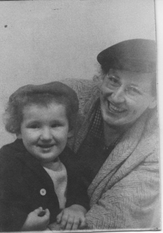 Allegra Vautier with daughter Marie Vautier. Probably the only picture of Allegra Vautier as an adult. She didn't like her picture taken and is trying to lean out of this one. This was probably taken in 1946 or 1947
