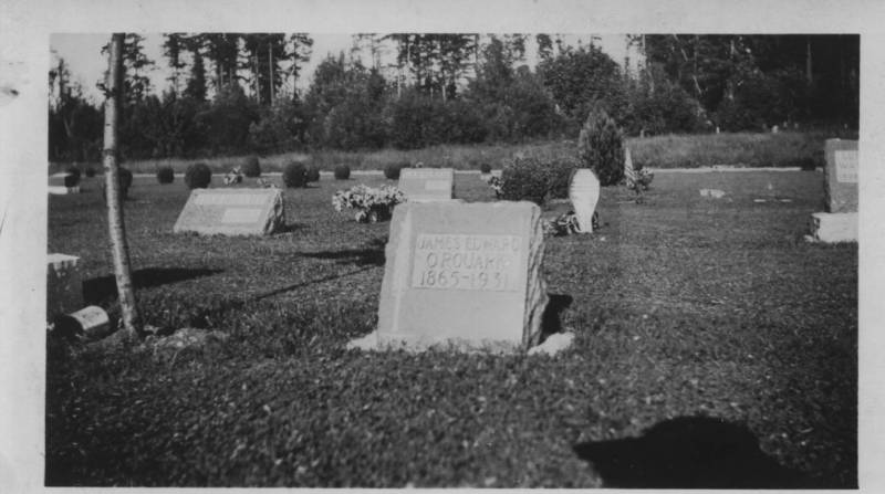 James Edward O'Rouark's gravestone. 1865 - 1931, Bayview Cemetary, Bellingham, WA