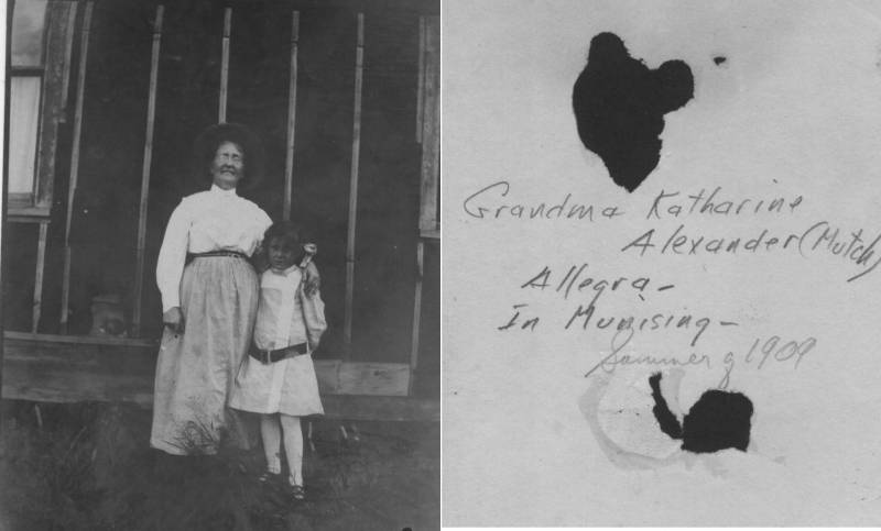 Grandma Katherine Alexander and Allegra O'Rouark taken summer of 1909 in Munising, Mish