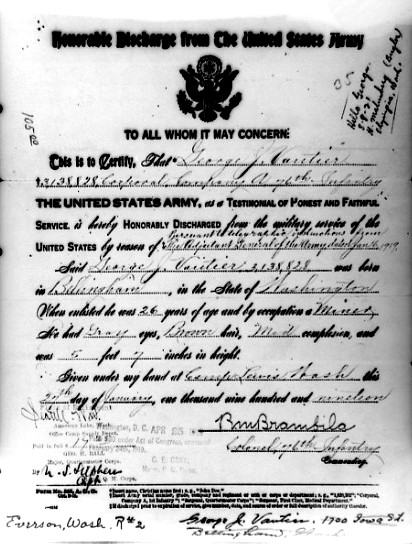 George Vautier honorable discharge US army
