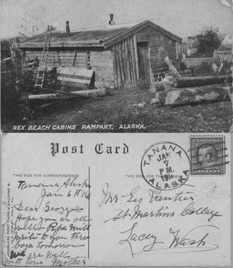 From Ella Vautier in Tanana, Alaska to G.J.V George Vautier) at St. Martins College. Mailed Jan 7, 1911.
