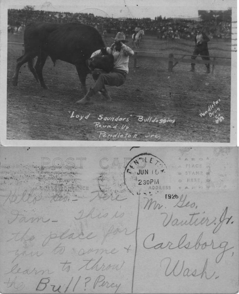 From Percy Vautier in Pendleton, Ore. To George Jr. in Carlsborg, Wash. Mailed Jun 15, 1924